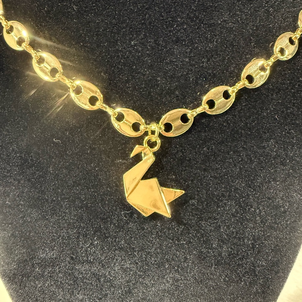 Gold Chain Necklace with Origami Pendant
